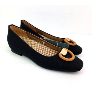 Baretraps Posture+ Perrie Womens Sz 5.5 Black Slip On Formal Ballet Flats Shoes